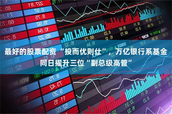 最好的股票配资 “投而优则仕”，万亿银行系基金同日擢升三位“副总级高管”